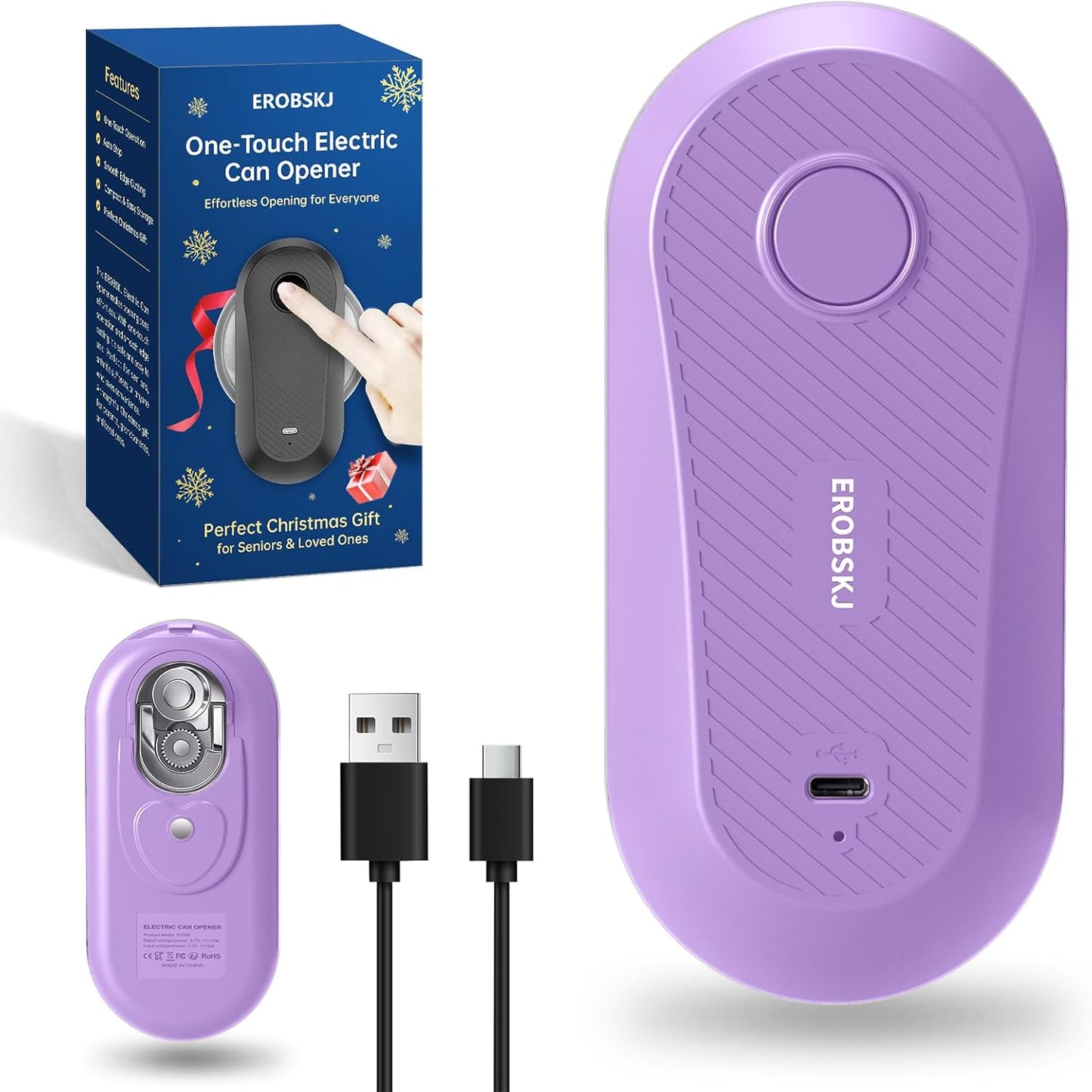 Electric Can Opener, Rechargeable Can Openers for Seniors & Arthritis, One-Touch Automatic Can Opener, Hands-Free, Smooth Edge, Compact, Kitchen Gadgets