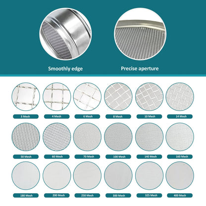 304 Stainless Steel Mesh Lab Sieve, 80 Mesh (0.2mm) Aperture Test Sieve, 4inch(10cm) Diameter Economy Standard Analysis Sample Test Sieves for Industrial Laboratory Homes - Colors A