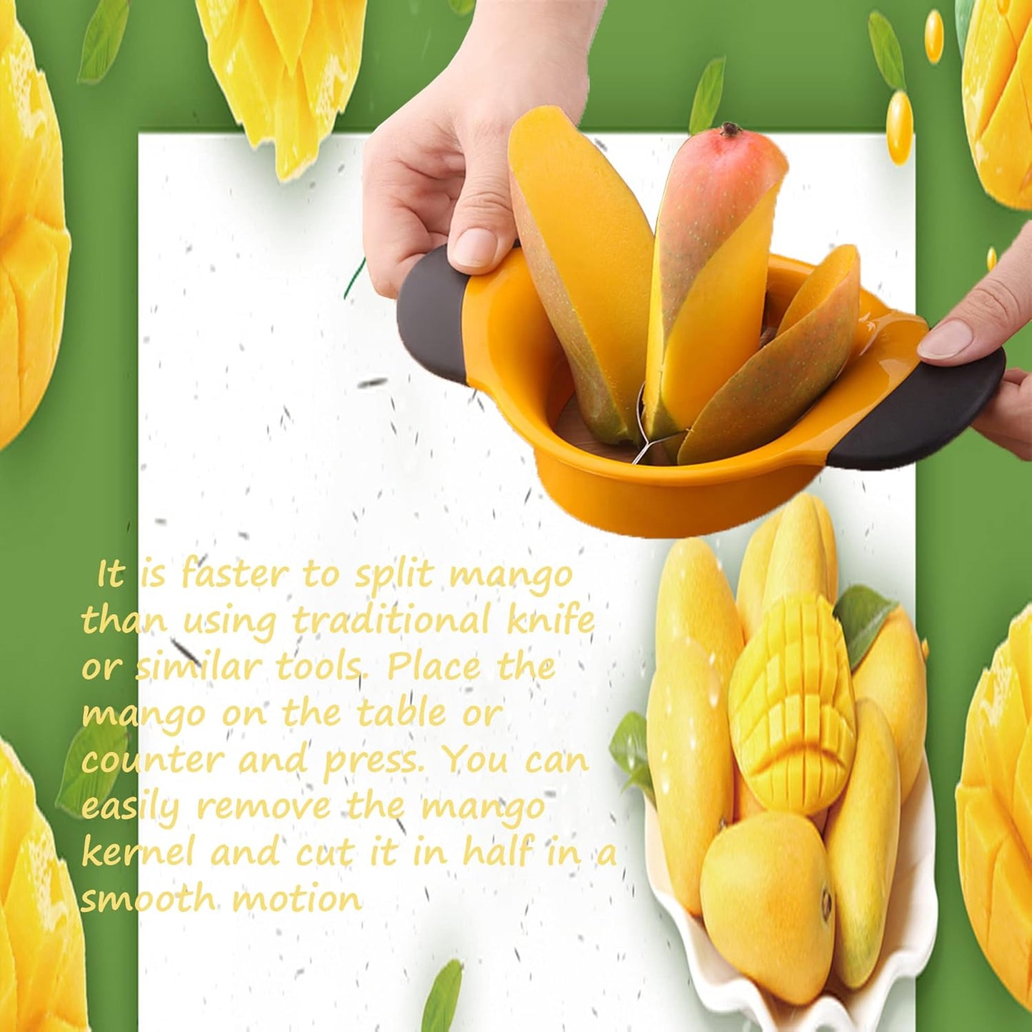 Mango Slicer Peeler Cutter Splitter Pitter with stainless steel blade removal tool anti-skid handle super large Mango kernel remover