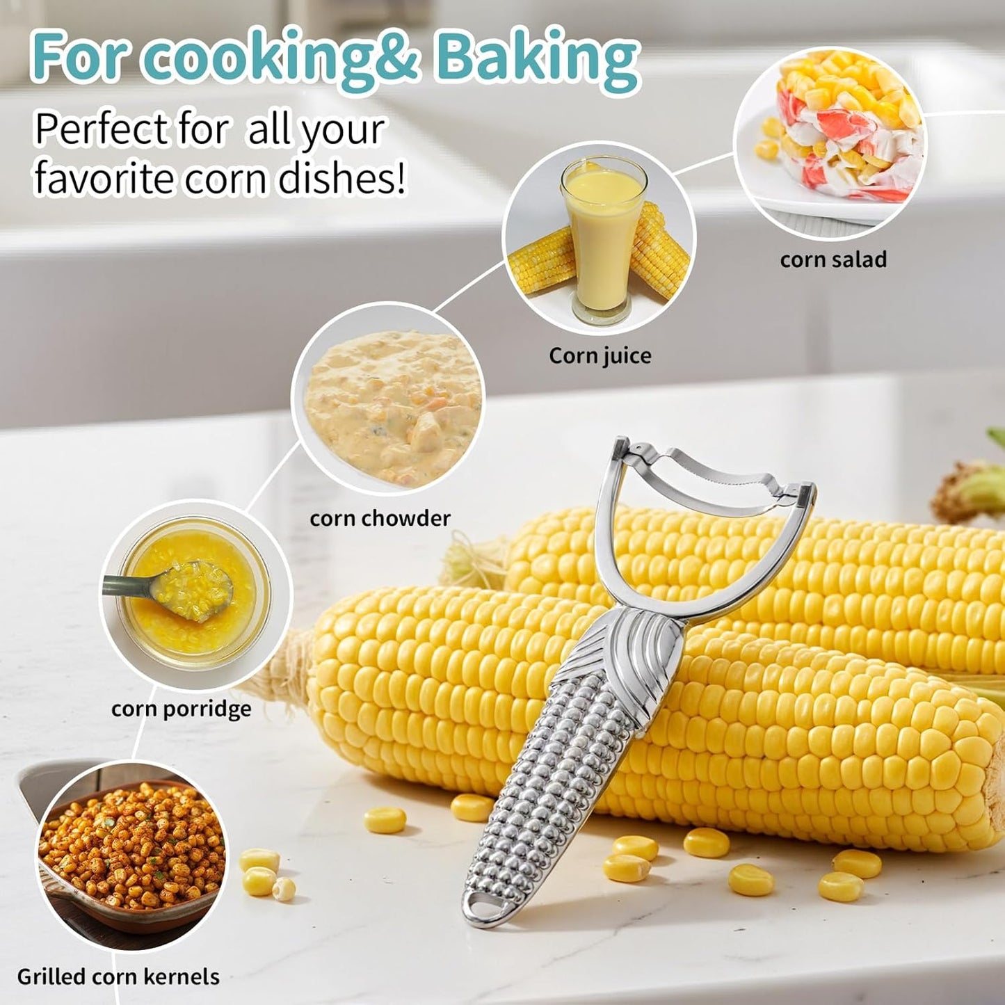 2 Pcs Corn Peeler for Corn on The Cob Stainless Steel Stripper Tool with Aluminum Alloy Handle Kernel Stripper Remover, Comfortable Grip and Light Weight