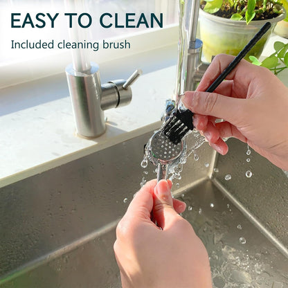Garlic Press Set - Stainless Steel Press, Easy-Peel Silicone Tool & Brush, Ergonomic Handle for Effortless Mincing, Rust-Proof & Dishwasher Safe for Kitchen Use