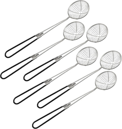 Hordion 4PCS Hot Pot Strainer Scoop, 2.5 Inch Mini Wire Skimmer Stainless Steel Asian Shabu Strainer Spoon Ladle with Handle for Hot Pot Tortellini Meatball