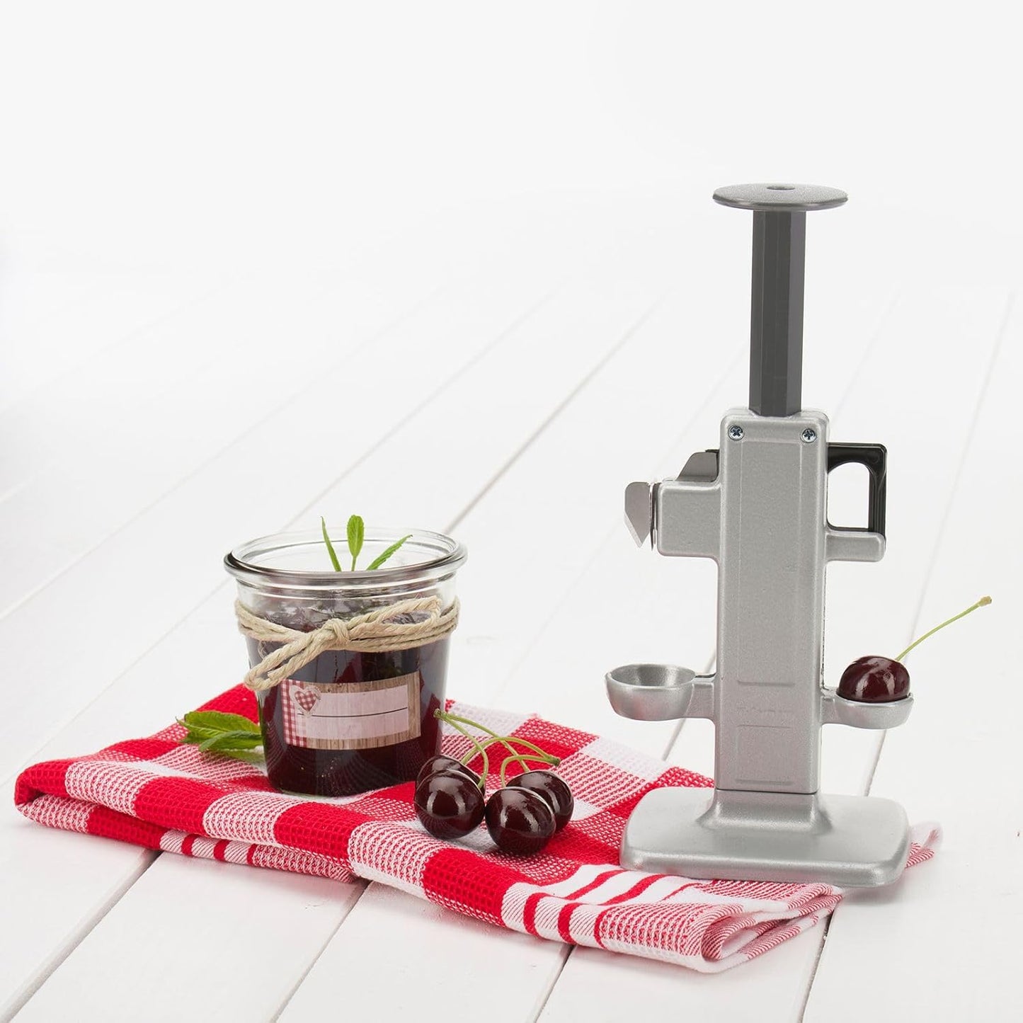Westmark Cherry & Plum Pitter “Steinex-Combi” – 2-in-1 Fruit Pit Remover, Stainless Steel Blade, Heavy-Duty Aluminum, Fast Clean Pitting for Cherry Jam, Pie & Syrup