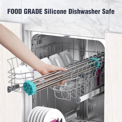 Tomorotec 17.7" x 15.5" Roll Up Dish Drying Rack Over Sink Drying Rack Sink Cover Kitchen Sink Accessories Gadget Multipurpose Organizer Foldable Stainless Steel Drainer