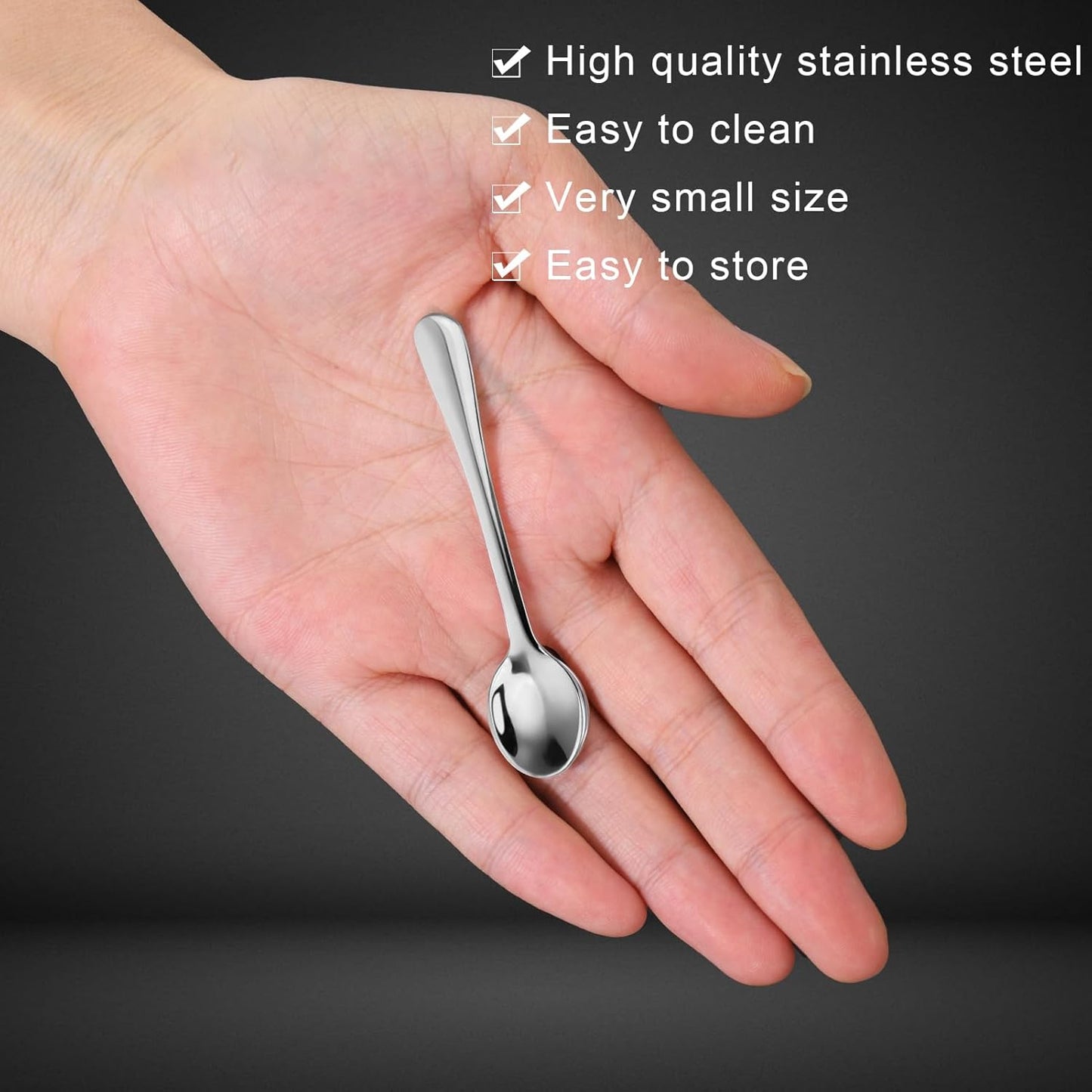 8Pcs Tiny Stainless Steel Spoons for Spices Jars, 2.9 Inch Mini Condiment Spoons, Silverware for Spice, Salt, Seasoning, Honey, Sugar