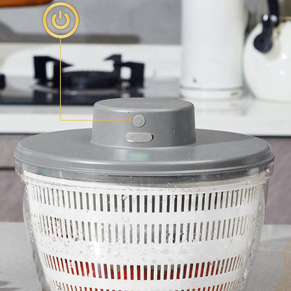Electric Salad Spinner, 4L Lettuce Spinner Large Capacity USB Chargeble Fruit Vegetable Washer Dryer for Home Kitchen (Gray)