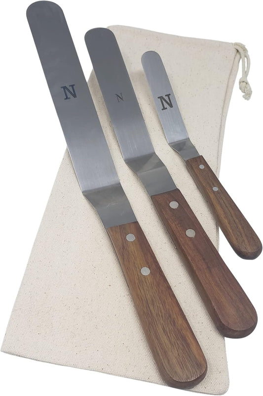 Professional Cake Decorating Tools - Large Stainless Steel 8" Icing Spatula - Offset Baking Icing Spatula with Wood Handle (8 inch)