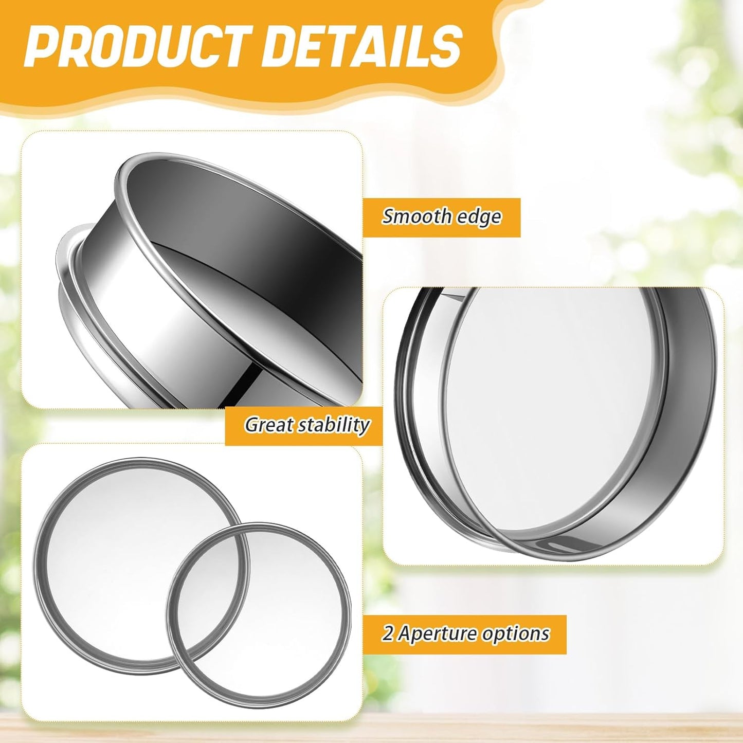 2 Pcs 325/500 Mesh Lab Sieve 325 (0.045mm) /500 (0.03mm) Aperture Stainless Steel Test Sieve, 6''/8'' Diameter Economy Standard Analysis Sample Test for Lab Industrial Home