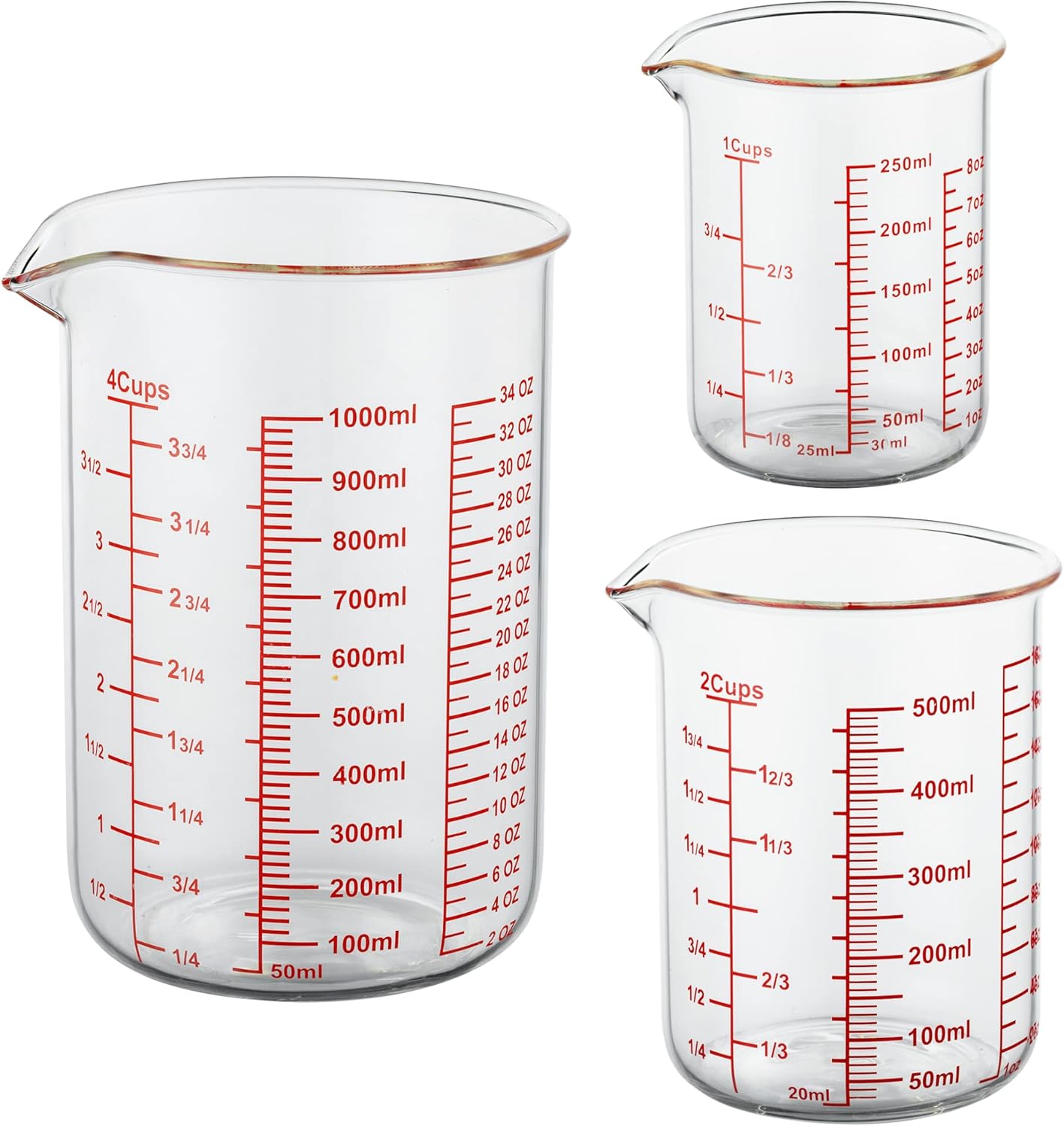High Borosilicate Glass Measuring Cup-V-Shaped Spout，Glass Measuring Beaker for Kitchen or Restaurant, Easy to Read, 60 ML (2 Oz)-Pack of 2