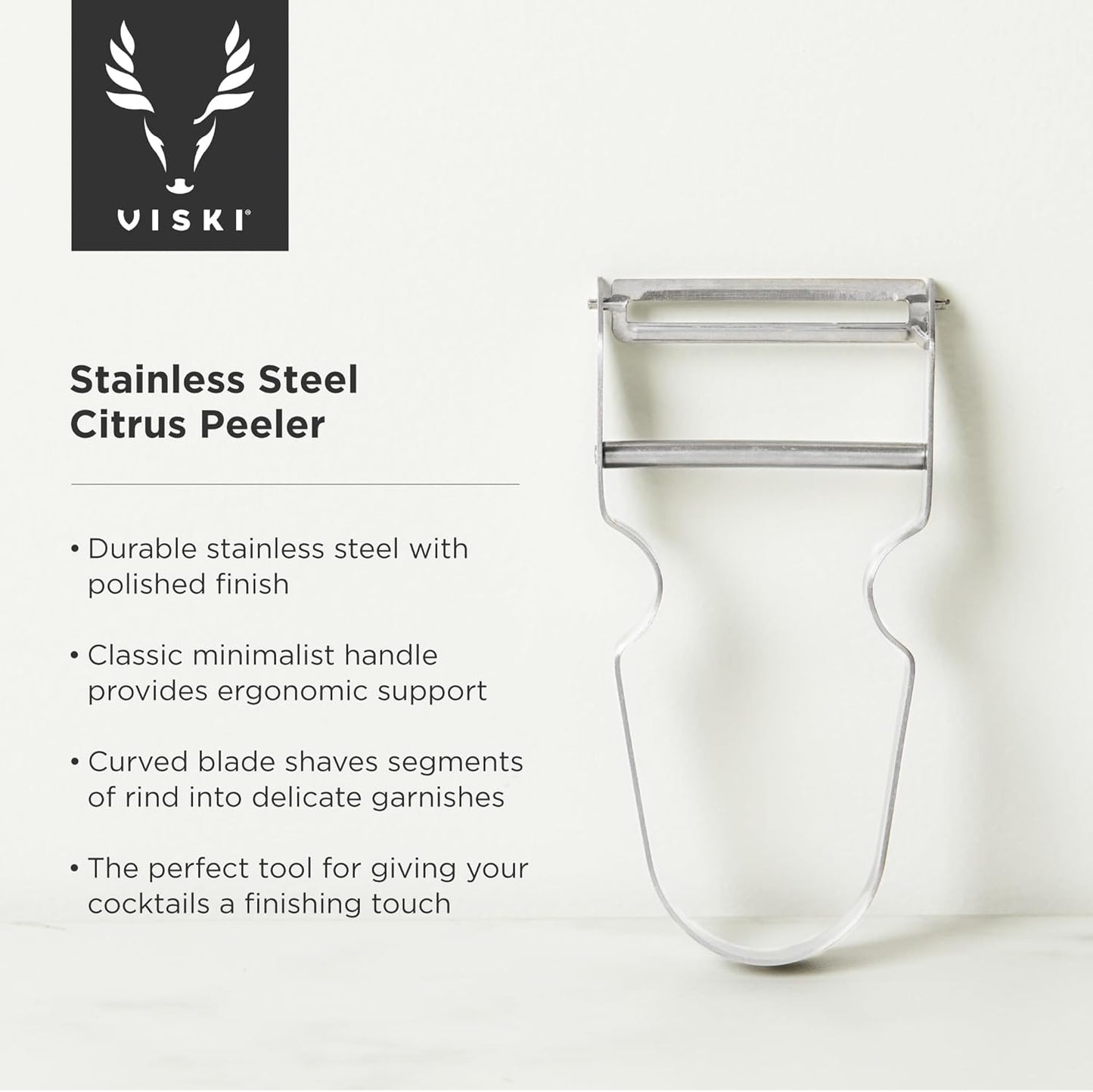 Viski Citrus Peeler Tool, Fruit Peeler for Cocktails, Bar Peeler Stainless Steel, Lemon Peeler, Professional Grade Cocktail Peeler, Bartender Tools