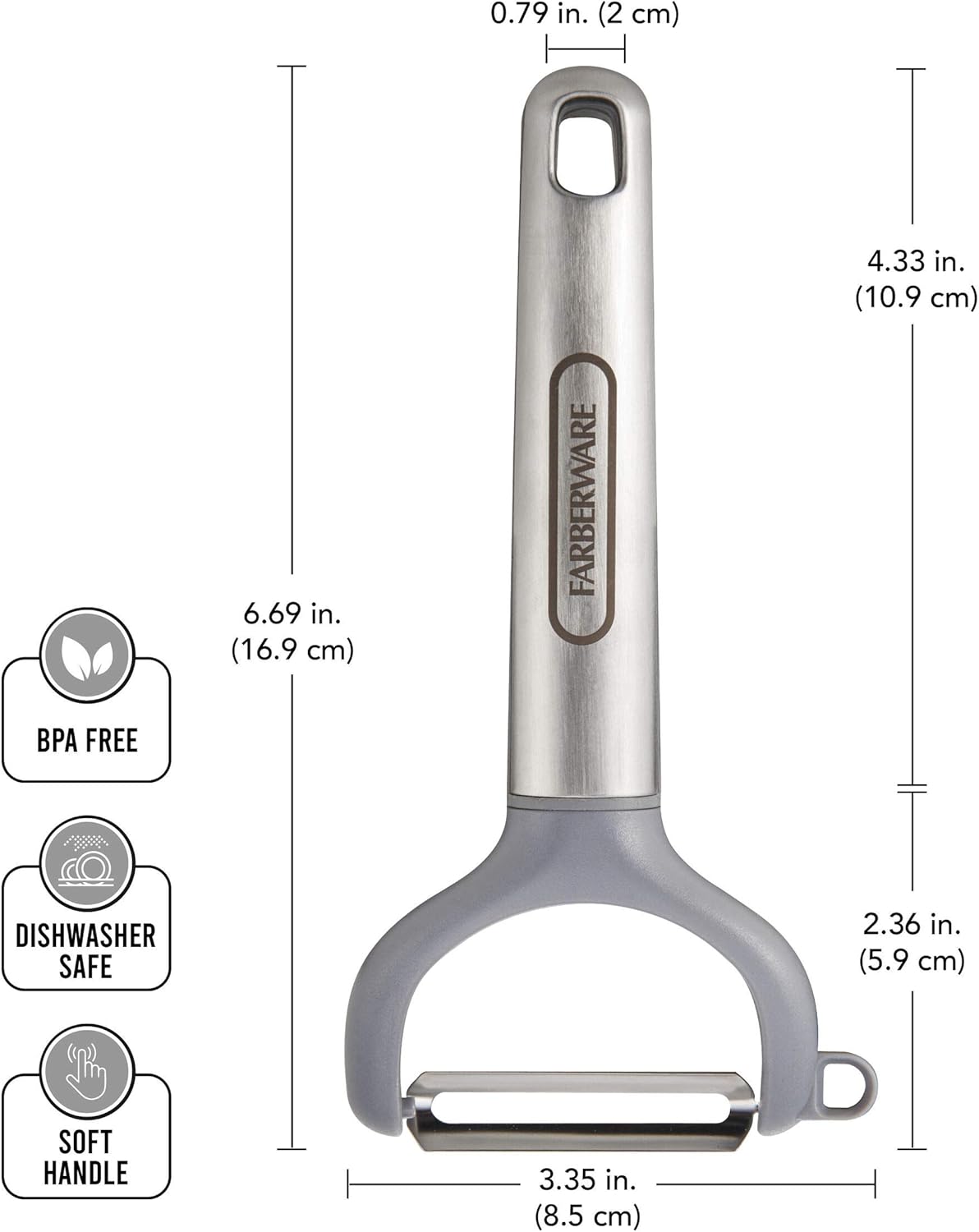 Farberware Professional Stainless Steel Soft Can Opener, 7.36-Inch, Gray