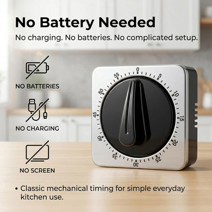 Searon Kitchen Timers for Cooking, Mechanical Wind Up Timer with Loud Ring, Magnetic Back, No Battery Needed, Stainless Steel Countdown Timer for Cooking and Baking