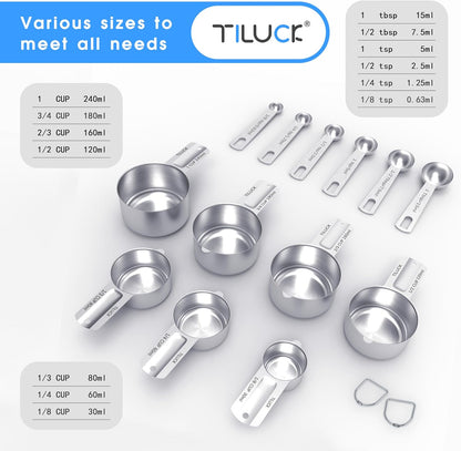 TILUCK Stainless Steel Measuring Spoons Set,Coffee Scoop Spoon,Kitchen Gadgets for Cooking & Baking,Set of 6