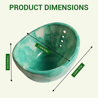 Pottery Herb Stripper Bowl, Herb Stripper Tool, Kitchen Herb Stripping Tool with Various Hole Sizes for Leaf Removal, Herb Stripping Bowl for Kale, Thyme, Basil, Rosemary Stripper (Celadon Glaze)