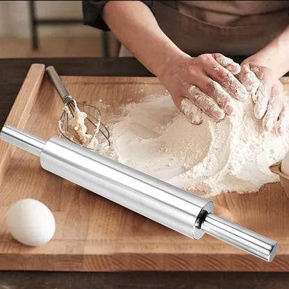 17'' Stainless Steel Rolling Pin, Smooth Dough Roller for Baking, Pizza, Chapati, Cookies, Noodles, Dough Pie, Easy to Clean