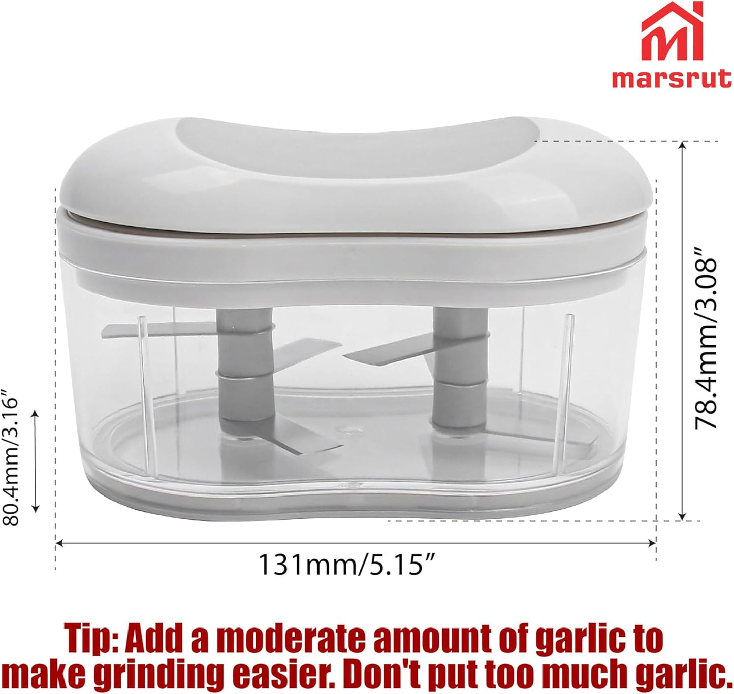 Garlic Dicer Push Chopper, Manual Hand Press Picador De Ajo, Food Mincer Cutter Slicer for Onion Vegetable Chili Peppers Fruits, Small Portable Handheld Easy Processor Shredder for Household Kitchen