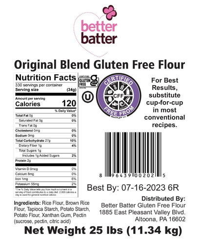 Better Batter Original Blend Multipurpose Gluten Free Flour 2.5lb – Certified GFCO, Vegan, Kosher, Non-GMO – Top 9 Allergen Free, Award Winning Cup-for-Cup Baking Alternative to Regular Wheat Flour