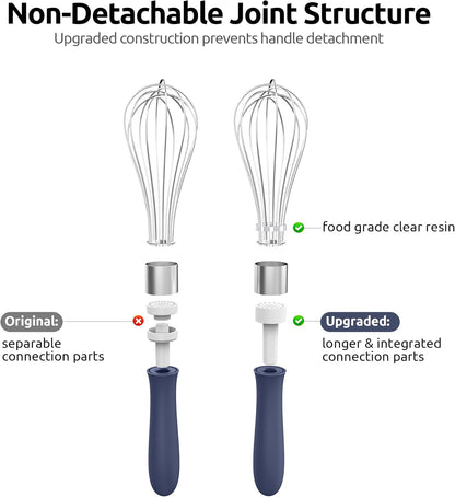 U-Taste 7" Mini Whisk for Cooking: 18/8 Stainless Steel Small Metal Kitchen Wisk, Tiny Hand Mixing Tool for Coffee, Egg, Sauce, 6-Wires Compact Head for Baking, Beating in Bowl, Mug, Jar (Set of 2)