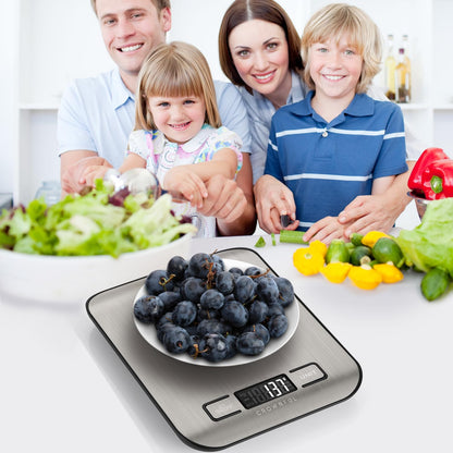 CROWNFUL Food Scale, 11 lb Digital Kitchen Scales with Built-in Coin Battery, Weight Ounces and Grams for Cooking and Baking, 6 Units with Tare Function, LCD Display, 304 Stainless Steel