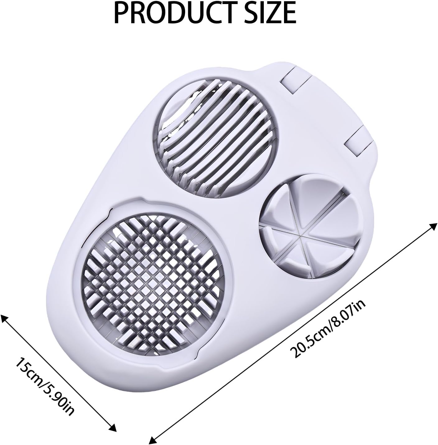 Egg Slicer for Hard Boiled Eggs, 3 Slice Modes Egg Cutter & Egg Dicer, Stainless Steel Egg Chopper for Strawberry, Grape & Tomato, Compact Kitchen Tool