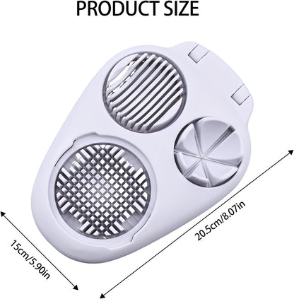 Egg Slicer for Hard Boiled Eggs, 3 Slice Modes Egg Cutter & Egg Dicer, Stainless Steel Egg Chopper for Strawberry, Grape & Tomato, Compact Kitchen Tool