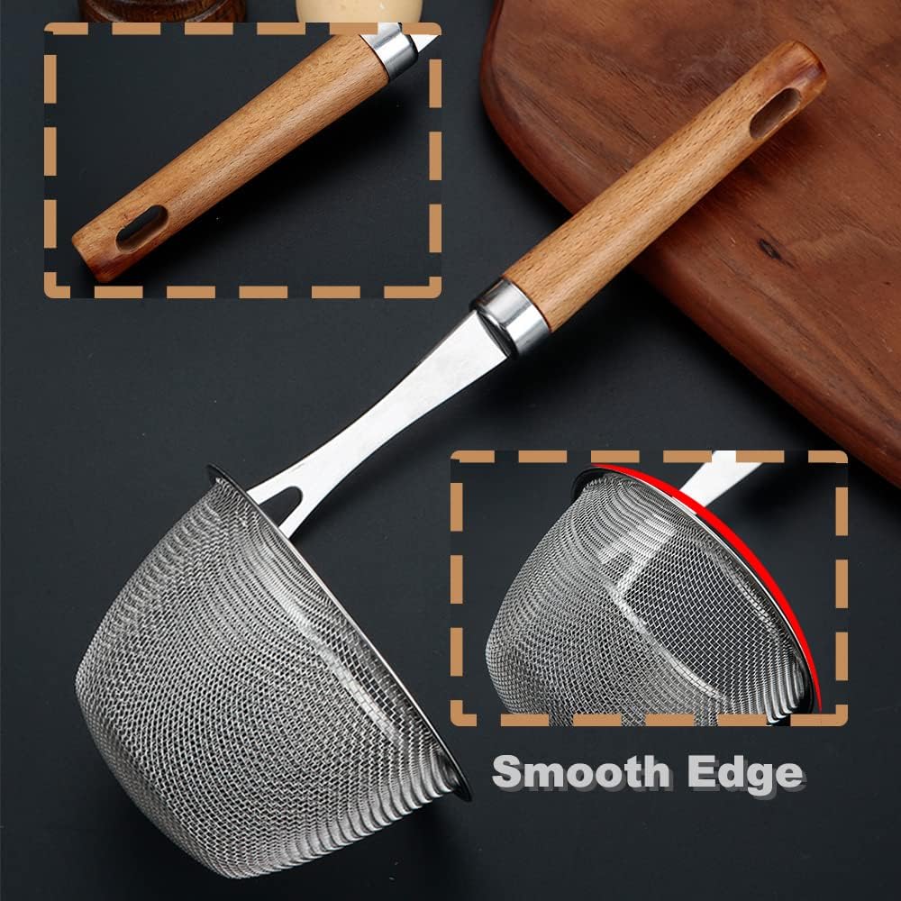 TENTA KITCHEN Premium 18/8 Stainless Steel Mesh Spider Spaghetti Dumpling Noodle Strainer -Mouth diameter 3.8 inch Basket and 8.1inch Handle