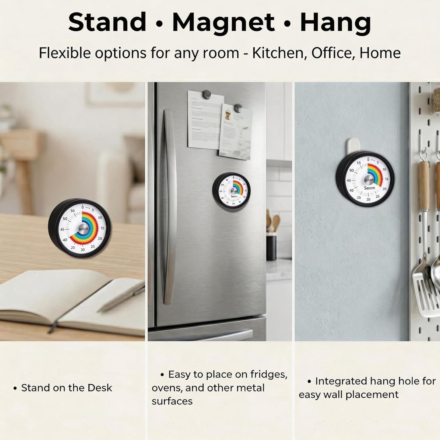 Searon Magnetic Visual Kitchen Timer, 60 Minute Countdown Timer with LED Alert, Turn the Dial to Start, No Winding Needed for Cooking, Baking, Meal Prep & Daily Kitchen Tasks (Blue)