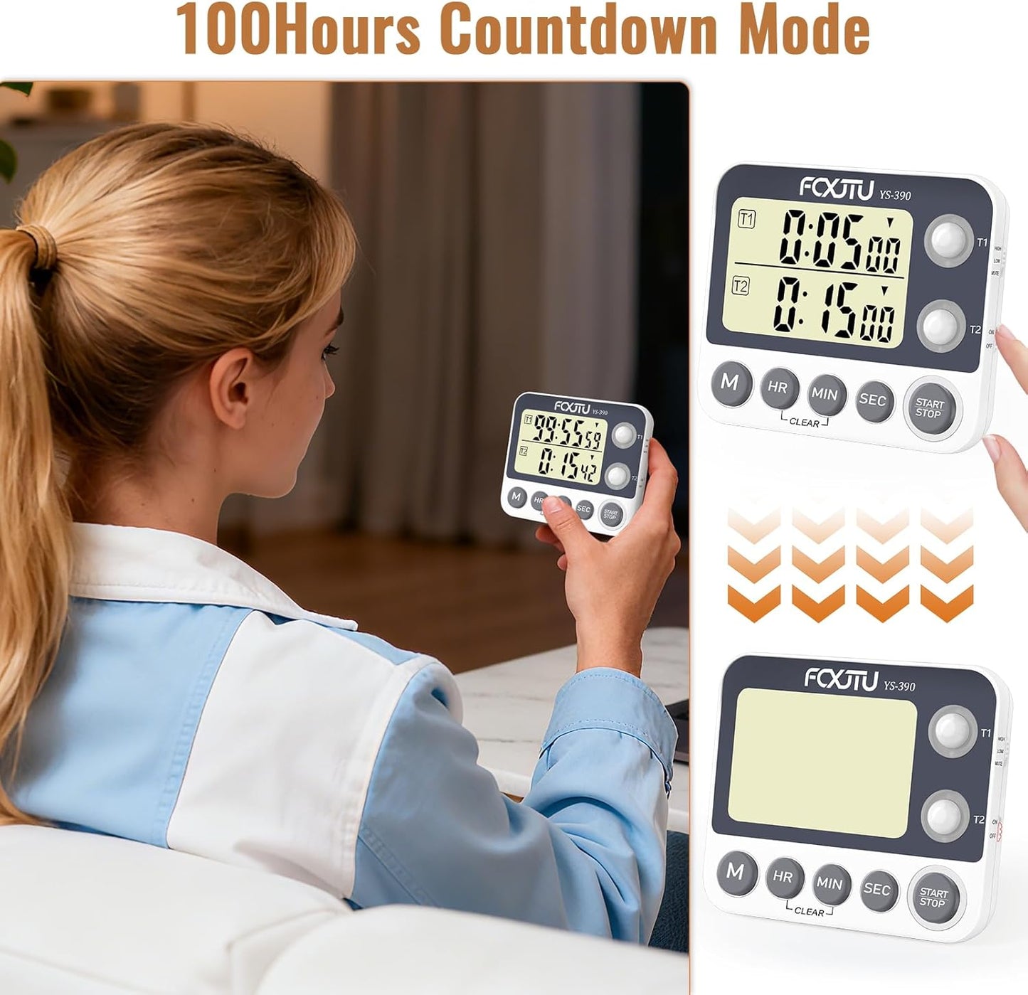 Digital Dual Triple Kitchen Timer, 3 Channels Magnetic Countdown Stopwatch Timer for Cooking, Loud Alarm Large Display Multi Food Memory Timer for Seniors & Teachers Battery Included (Blue)
