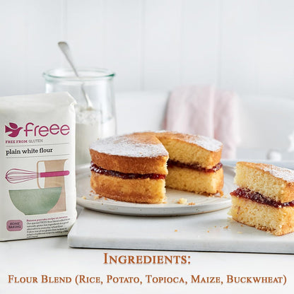 freee Plain White Flour Bag 2.2 lb (1 kg) | Gluten Free All-Purpose Flour Blend for Baking Bread, Cakes, Pastries & Cookies | Vegan, Kosher, Halal Certified | Imported from UK