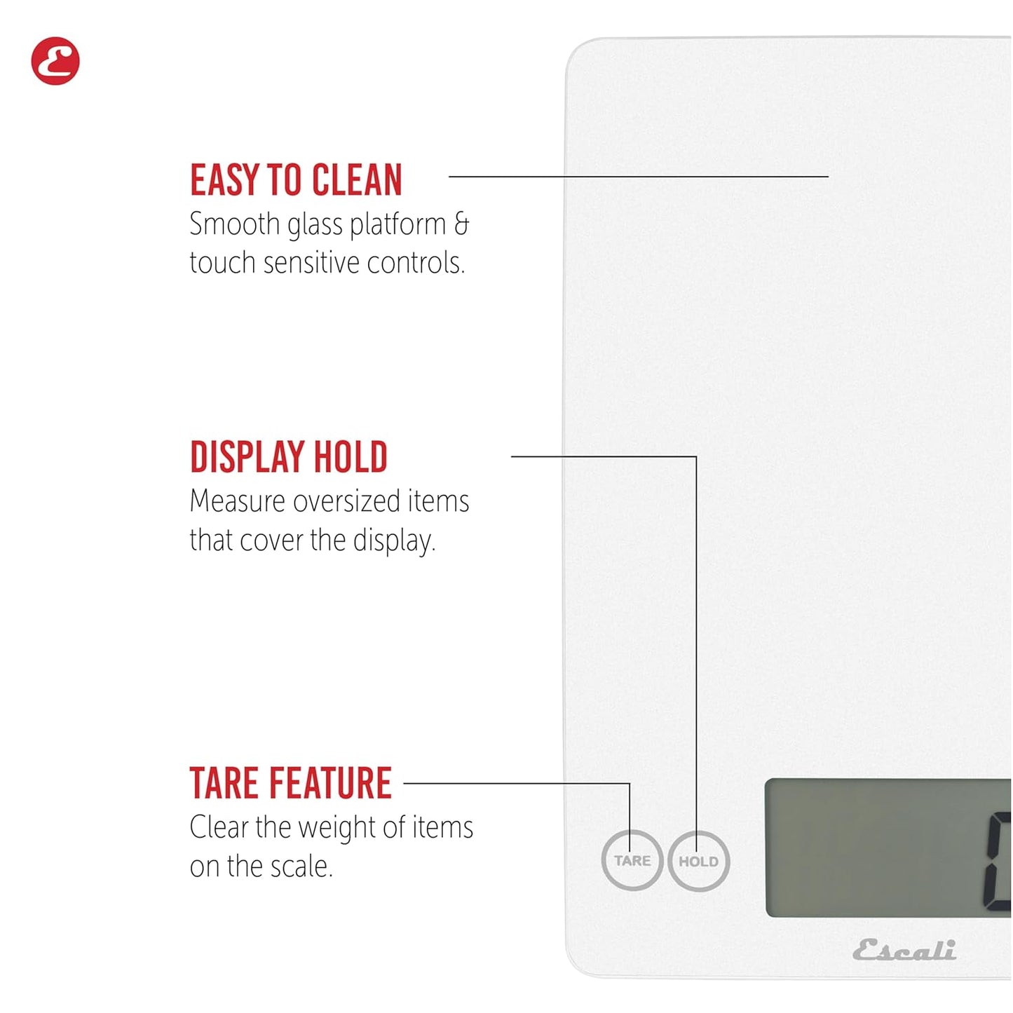 Escali Arti Glass Food Scale Digital Countertop Kitchen, Baking and Cooking Scale with Nutrition and Calorie Counter, 15-Pound Capacity, 9" x 6.5" x .75", Gray Storm