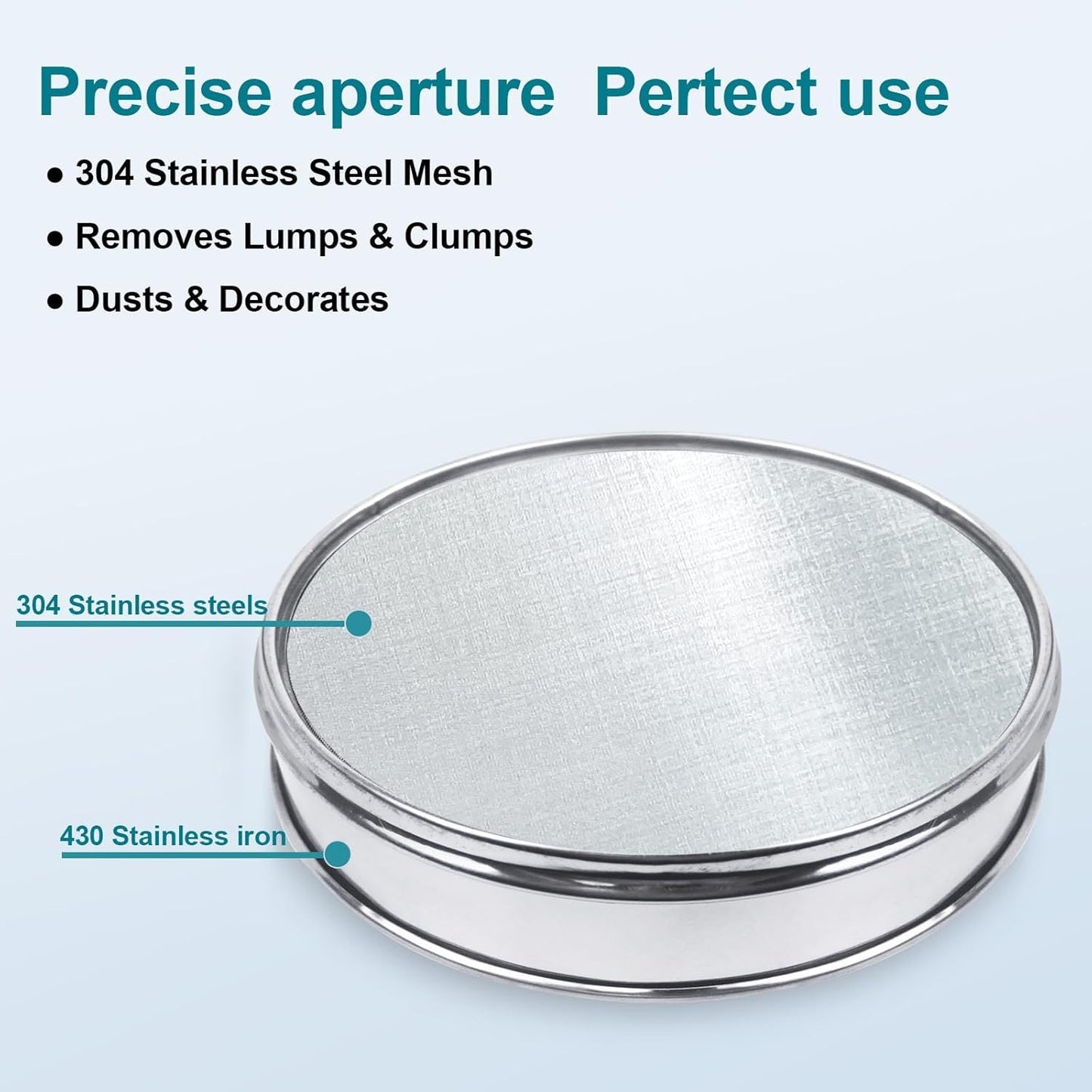 304 Stainless Steel Lab Sieve Screen Mesh, 100 Mesh (0.15mm) Aperture Test Sieve, 12Inch(30cm) Diameter Economy Standard Analysis Sample Test Sieves for Industrial Laboratory Homes - Colors A