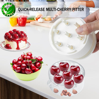 Cherry Pitter Tool 7-in-1, Portable Cherries Seed Remover, Fruit Pit Core Remover for Make Fresh Cherry Dishes, Cherry Pie and Jam and Cocktail Cherries