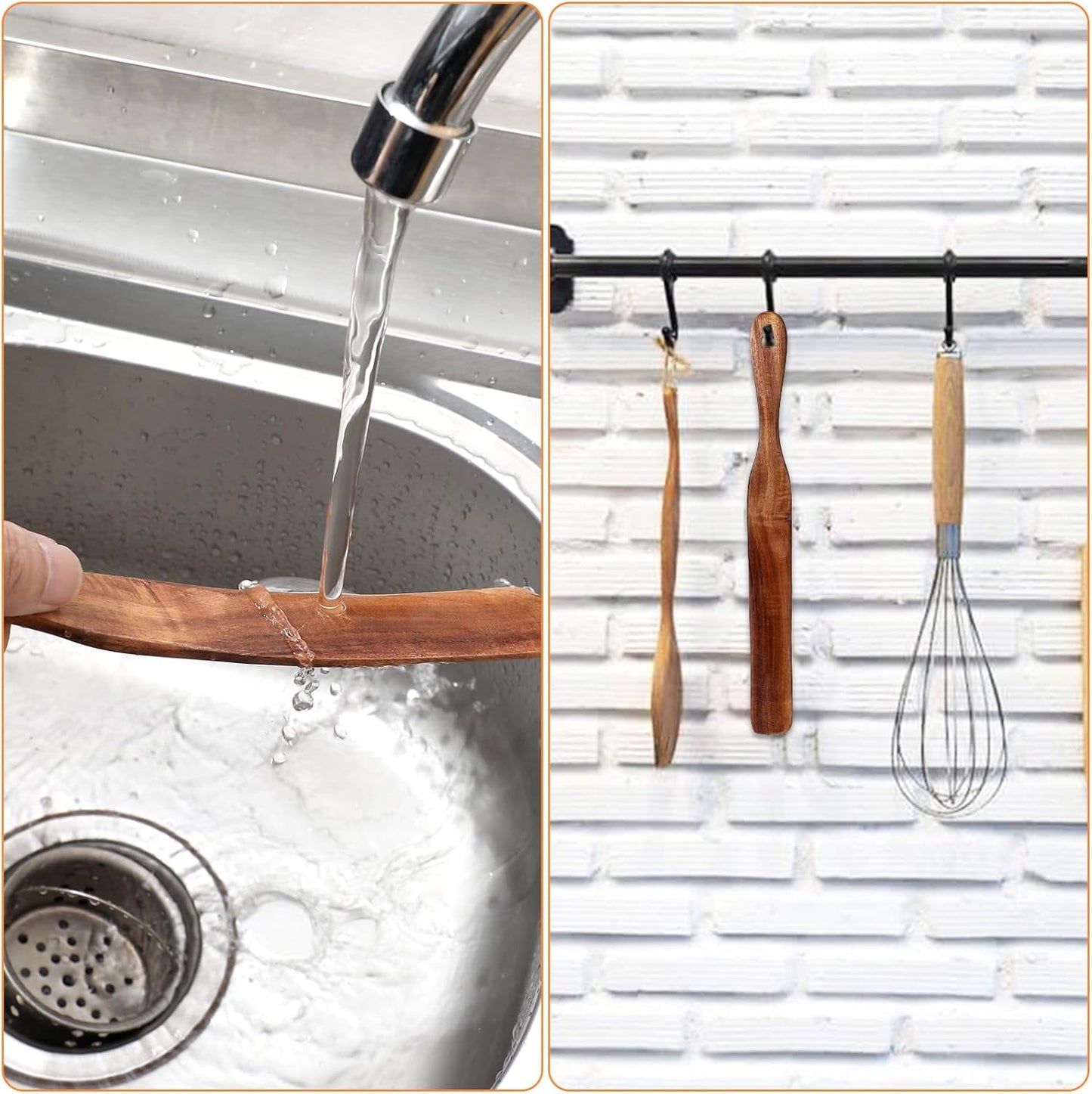 11Inch Skinny Wooden Spurtle Spatula Sourdough Mixer Bread Stirring Spatula Wood Utensil Tool Flat Stirring Stick Bread Spatulas for Dough Cooking Spreading Baking Whisking Mixing Jar Scraping