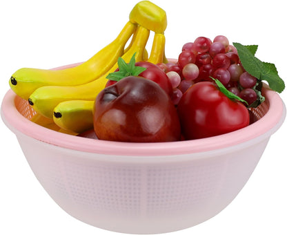 EIKS Plastic Water Basin with Strainer Basket for Washing Draining Vegetables Fruit Grains Salad Cooing Preparation in Home Kitchen
