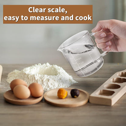 Newness 2-Cup Glass Measuring Cup For Baking and Cooking, (Upgraded, 3 Marking Including Cup/ML/Ounce Scale) Dishwasher, Freezer, Microwave, and Preheated Oven Safe, Essential Kitchen Tools