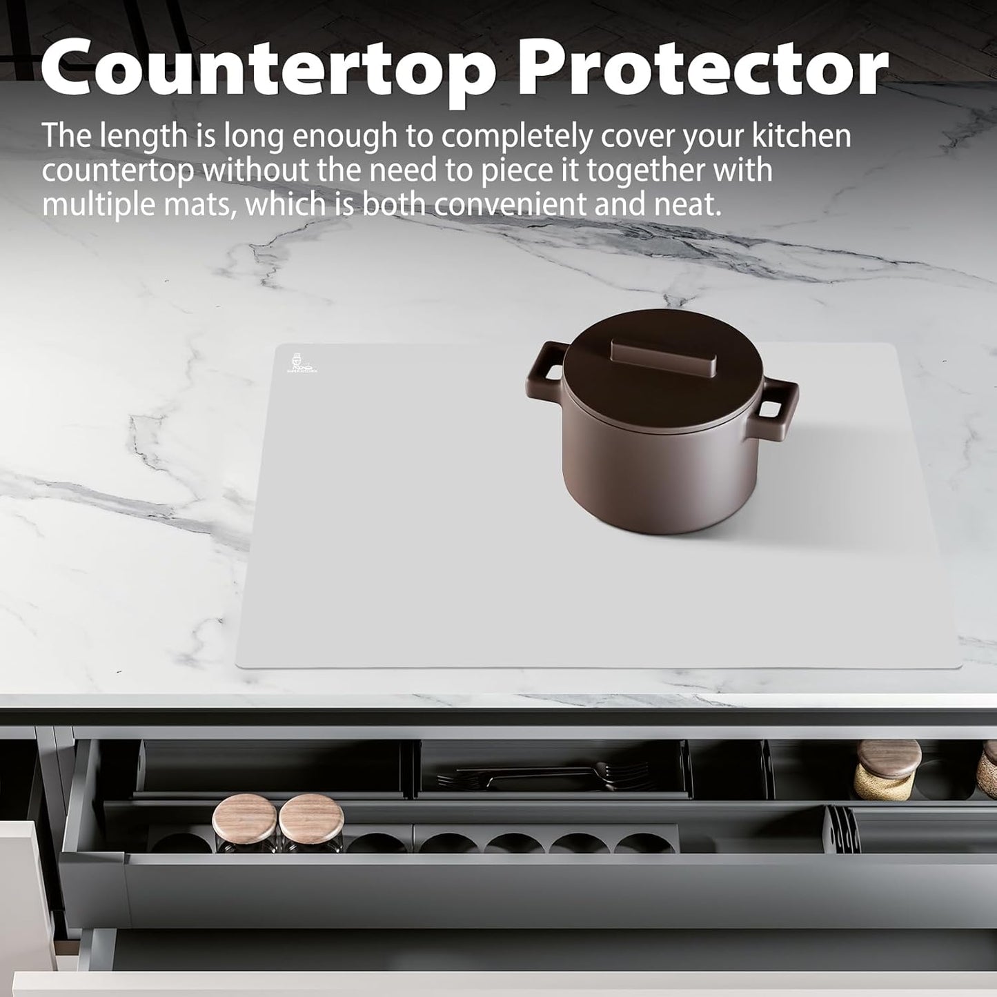 Thick Silicone Counter Mat Large 23.4"by15.6", Heat Resistant Mat for Kitchen Table/Countertop Protector/Non Stick Pastry Baking Placemats, Silicone Pad for Crafts Kids, Super Kitchen Clear