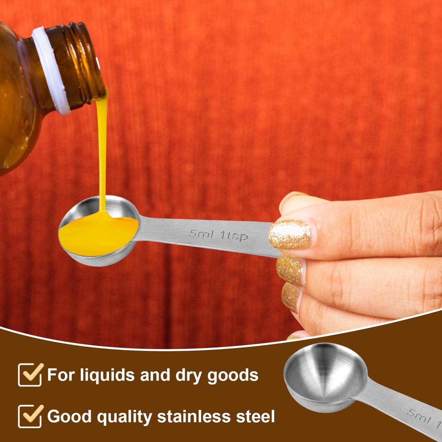 3pcs Measuring Spoon, Stainless Steel Table Spoons Measuring Spoons 1 Tsp Scoop Teaspoon 1/3 Tablespoon 5 ML | 5 CC Metal Spoon Short Handle for Kitchen Tea Soup Ingredients (Short)