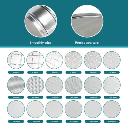 304 Stainless Steel Mesh Lab Sieve, 80 Mesh (0.2mm) Aperture Test Sieve, 4inch(10cm) Diameter Economy Standard Analysis Sample Test Sieves for Industrial Laboratory Homes - Colors A