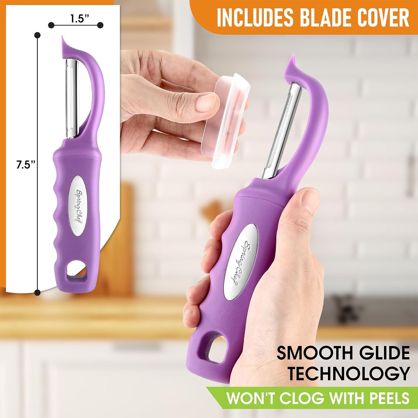 Spring Chef Premium Swivel Vegetable Peeler, Soft Grip Handle and Ultra Sharp Stainless Steel Blades - Perfect Kitchen Peeler For Veggie, Fruit, Potato, Carrot, Apple - Pink Lemonade