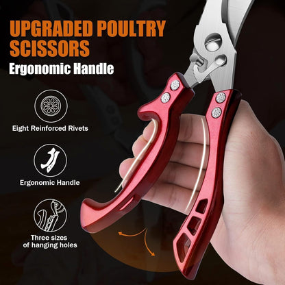 Dream Reach Poultry Shears, Heavy Duty Kitchen Shears with Serrated Edge, No Rust Spring Loaded, Multipurpose Stainless Steel Kitchen Scissors for Chicken, Bone, Meat, Turkey, Fish Thanksgiving Gifts