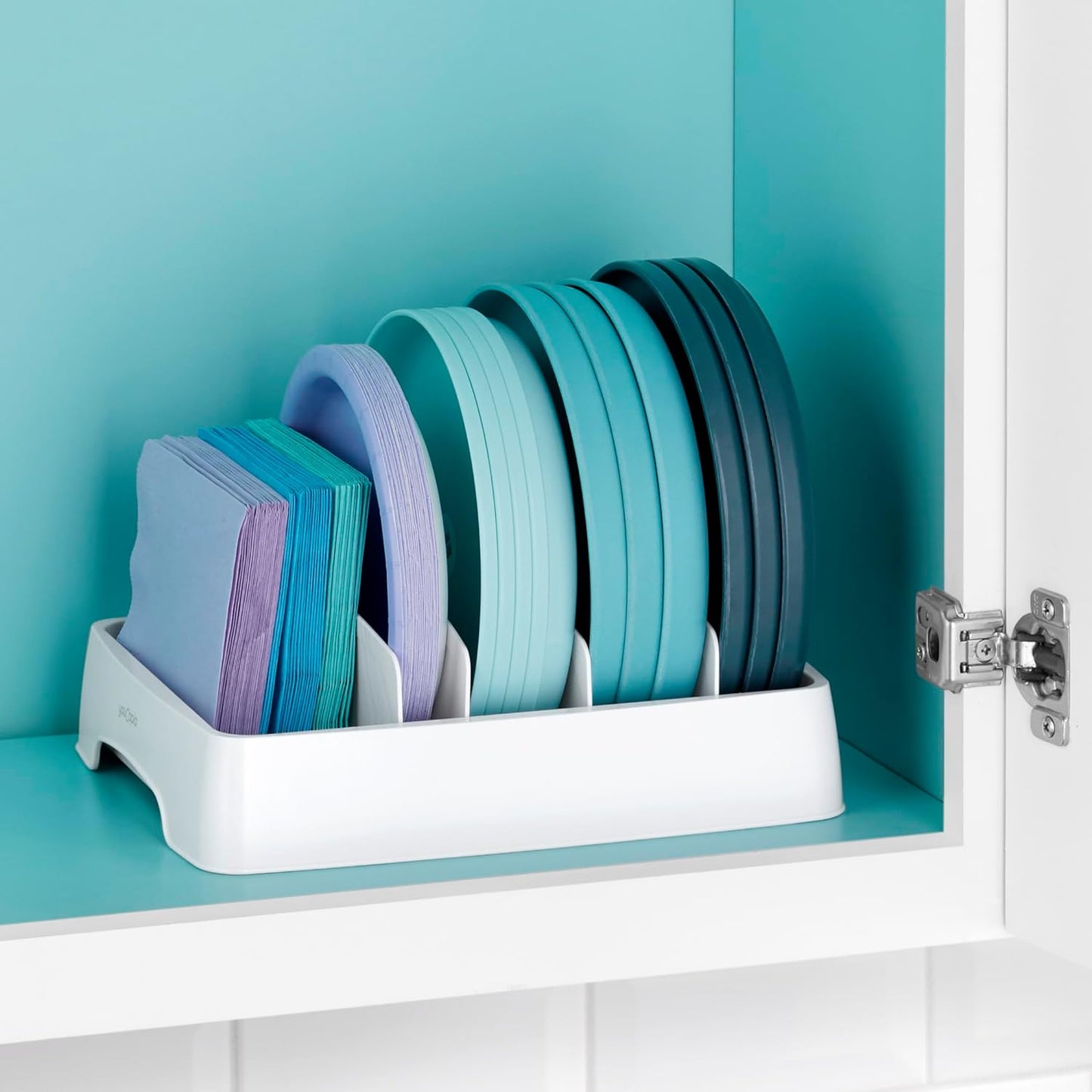 YouCopia StoraLid Food Container Lid Organizer for Kitchen Cabinet Storage with 5 Adjustable Dividers, 10.5''D × 13.4''W × 3.3''H, Large Classic Edition, White
