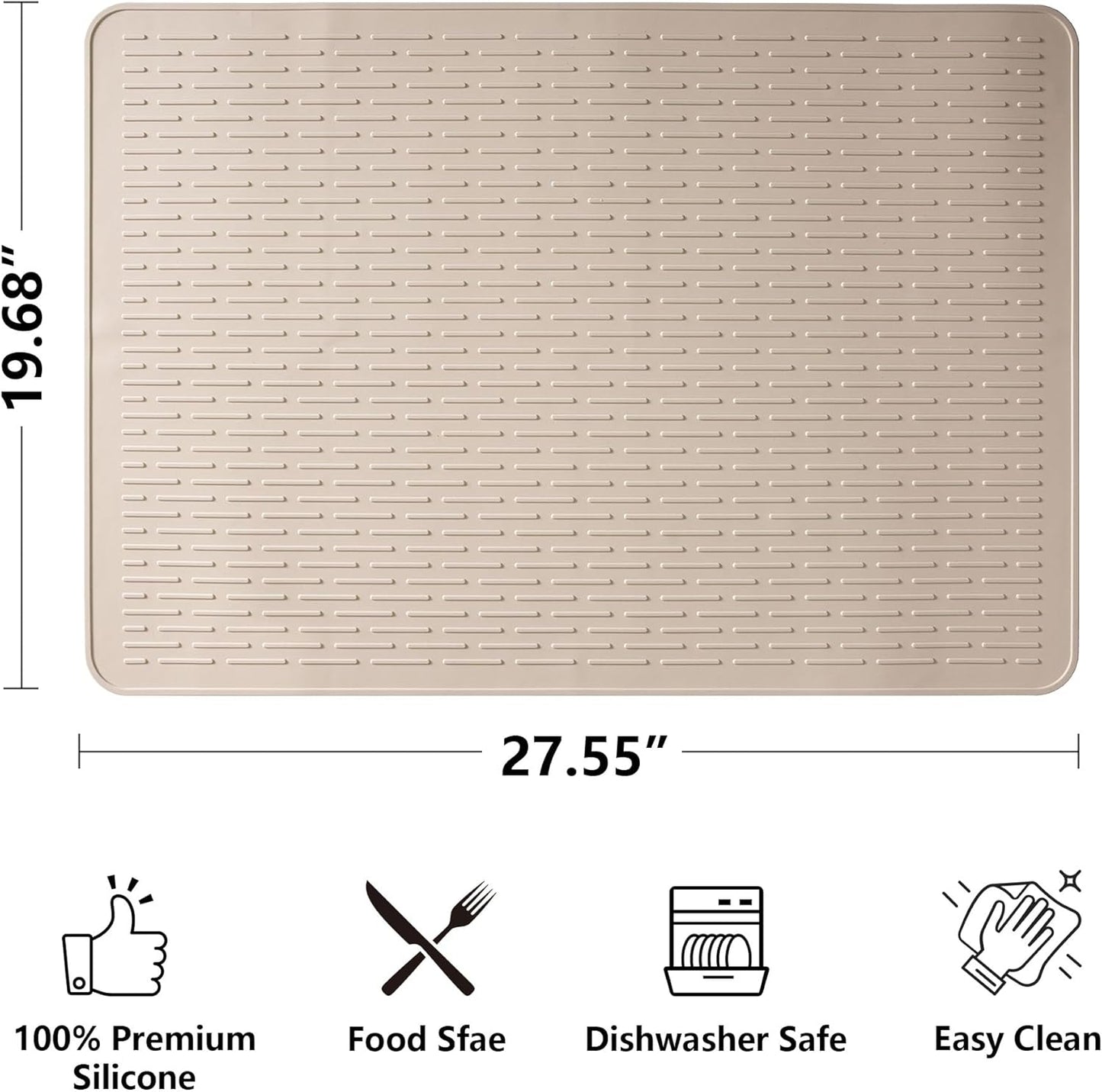 Stove Top Cover for Electric Stove- Range Covers for Electric Stove,Silicone XXL Dish Drying Mat, Glass Cooktop Covers, Flat RV Range top Mats (Black, 28"x20")