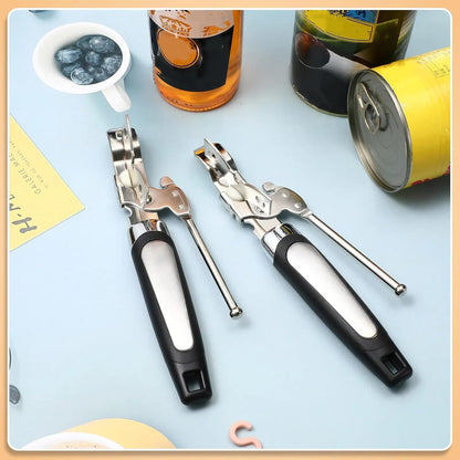 Gisafai 20 Pcs Can Opener Manual Bulk Smooth Edge with Sharp Blade and Soft Non Slip Grip Handle Heavy Duty Handheld Safety Can Opener for Kitchen Restaurant, Black and Silver