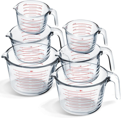 Eatex Glass Measuring Cups Set of 3 - Liquid Measuring Cups, Glass Measuring Cup Set - 1,2,4 Cup Measuring Cup - Dishwasher Oven, Microwave Safe Measure Cups
