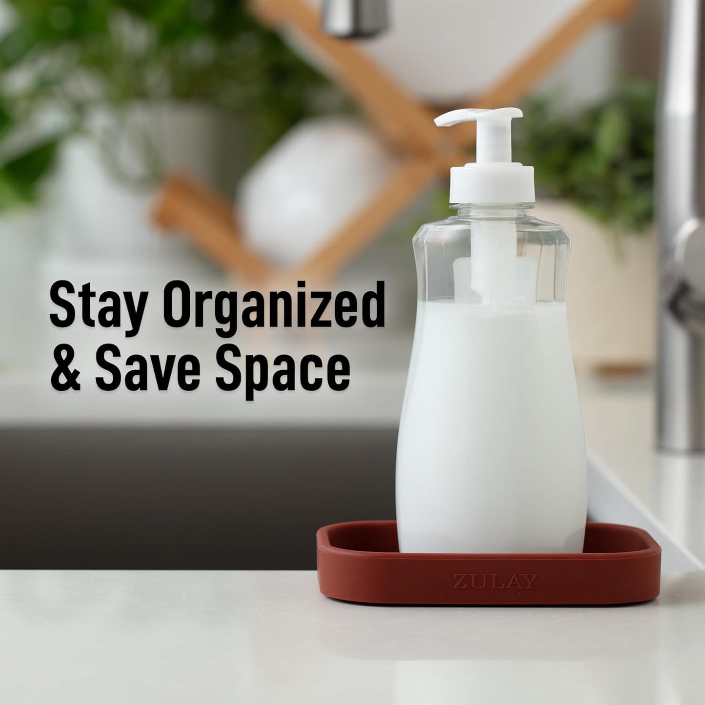 Zulay Kitchen (9x3.5in Sponge Holder for Kitchen Sink - Flexible Heavy-duty Multipurpose Sink Caddy - Counter Organizer for Kitchen, Bathroom, Makeup, Trinkets & More! (Grey)