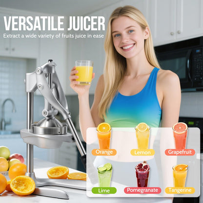 Manual Juicer, Sopito Heavy-Duty Effortless Orange Squeezer Safety Countertop Stainless Steel Hand Press Juicer for Citrus Lemon Lime Grapefruit, Easy to Clean