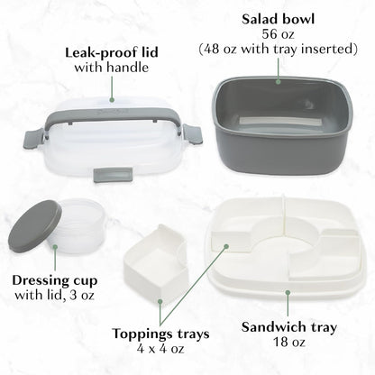 Goodful Stackable Lunch Box Container, Bento Style Food Storage with Removeable Compartments for Sandwich, Snacks, Toppings & Dressing, Leak-Proof and Made without BPA, 56-Ounce, Teal