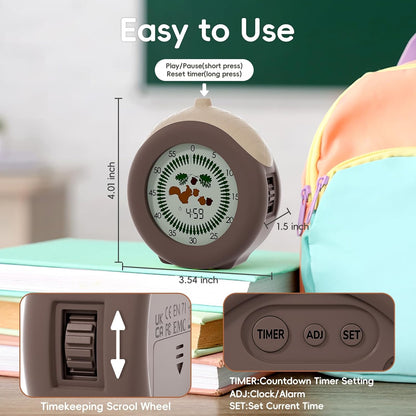 Tomato Visual Timer for Kids, 5h Cute Kids Pomodoro Countdown Timer, Kitchen Helper Timer, Visual Timer for Classroom, Office Desk and Meetings