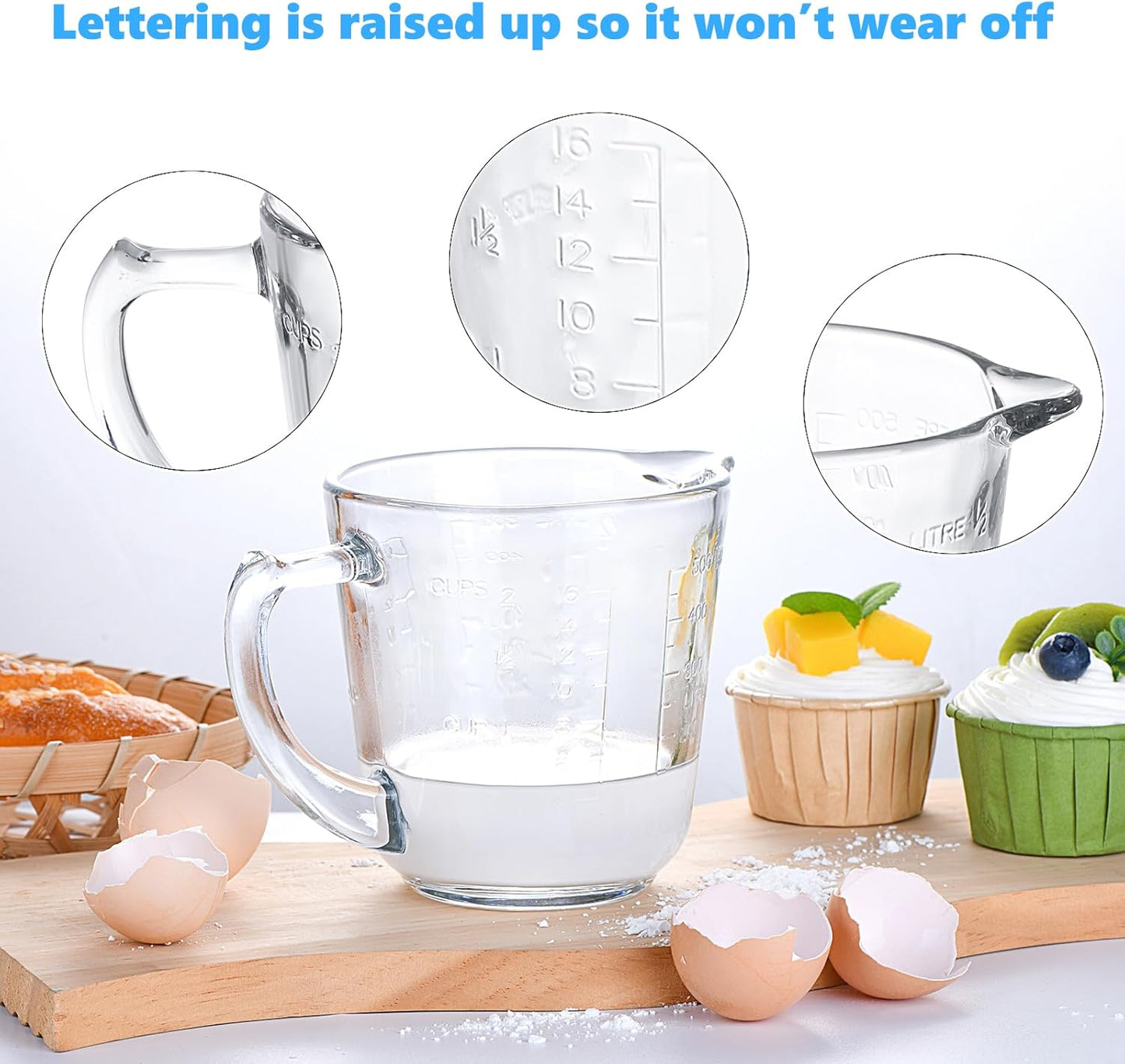 Left Handed Glass Measuring Cups for Left Hand People(2-Cup, 500 ml)