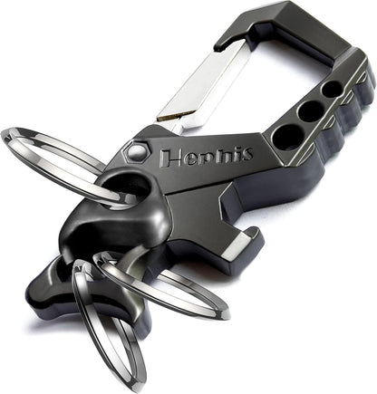 Hephis Skull Heavy Duty Key Chain,Car Emergency Escape Tool, Seat belt Cutter,Bottle Opener,Carabiner Car Key Chains